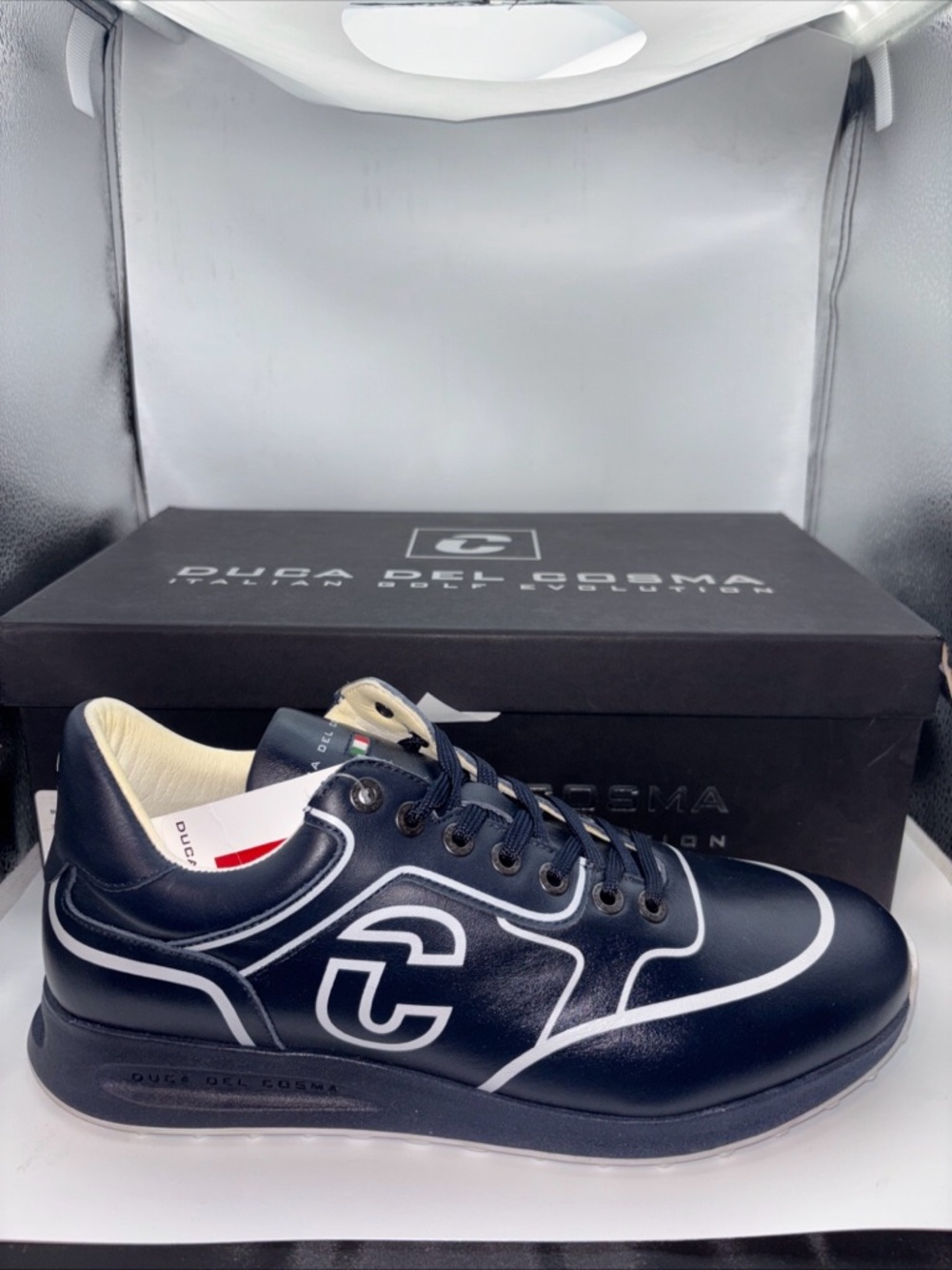 Duca Del Cosma golf shoes Navy Leather Trainer size 8
